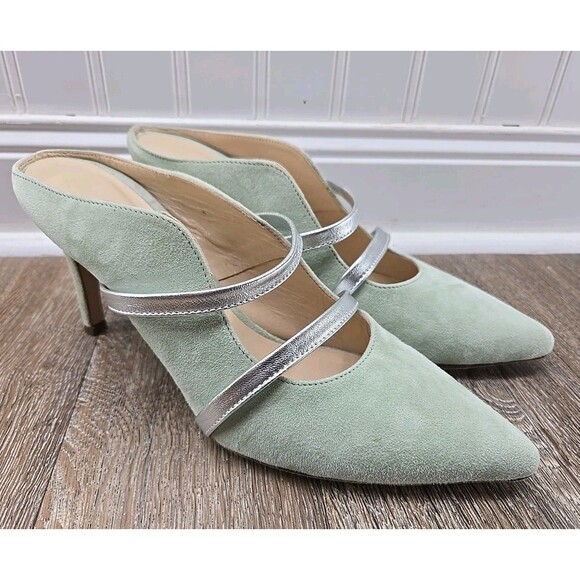 Jennifer Tattanelli Shoes - Jennifer Tattanelli Heeled Pump Light Green Silver Straps 3.25" Women's 37 US 7